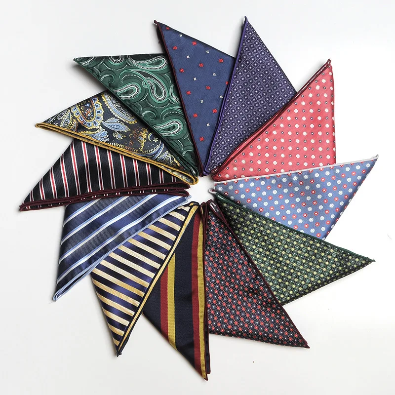 22CM Classic Men Polyester Pocket Square Dot Paisley Floral Handkerchief Business Hanky Wedding Party Chest Tie Suit Accessories