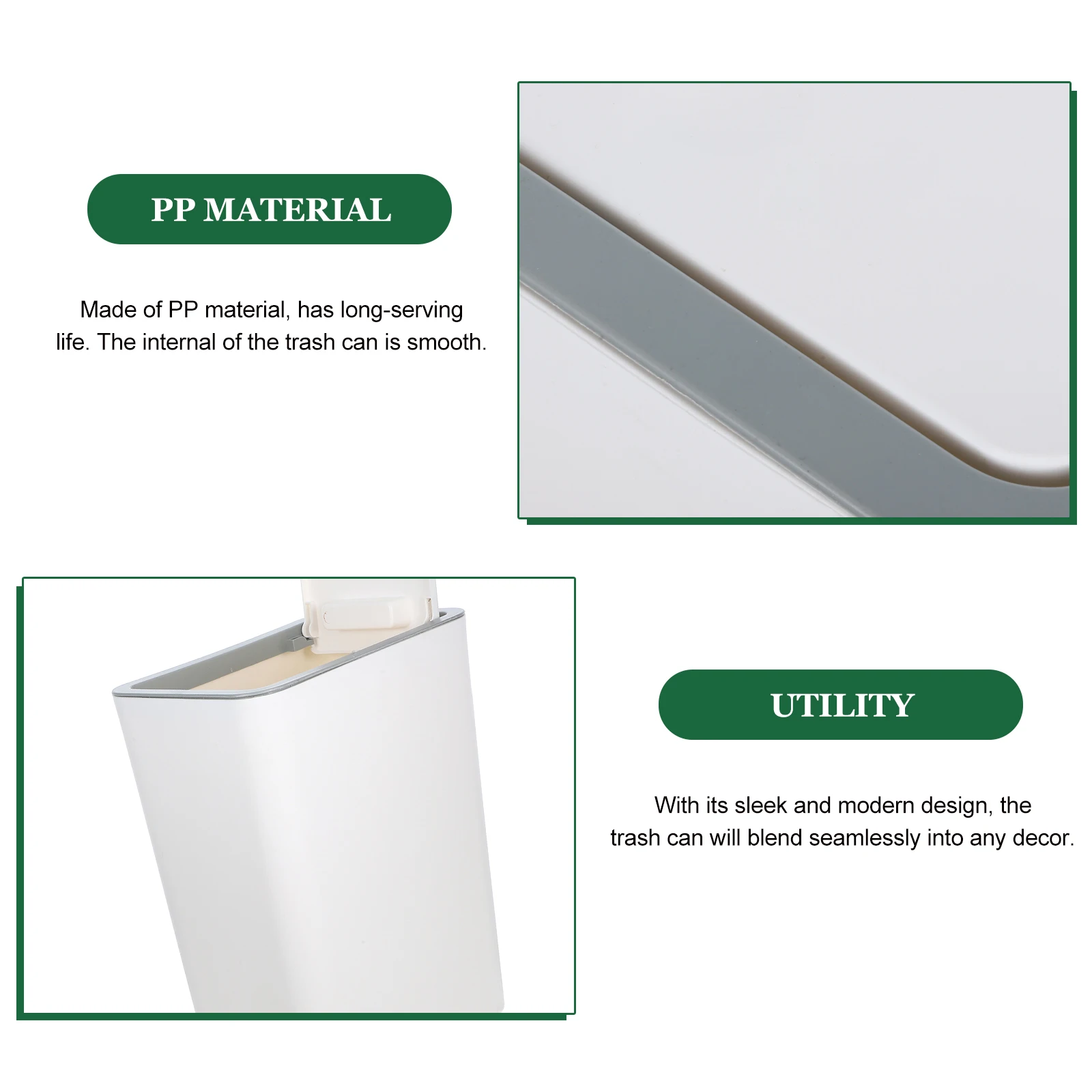 

Narrow Trash Can Bathroom Garbage Can Plastic Waste Basket Office Bedroom Pp Material Compact Size Easy Clean Home Use Bedroom
