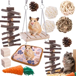 Wooden Hamster Toys Hamster Toys For Cage Hamster Toy Set Hamster Chew Toys For Dwarf Hamsters Guinea Pigs Chinchillas Rabbits