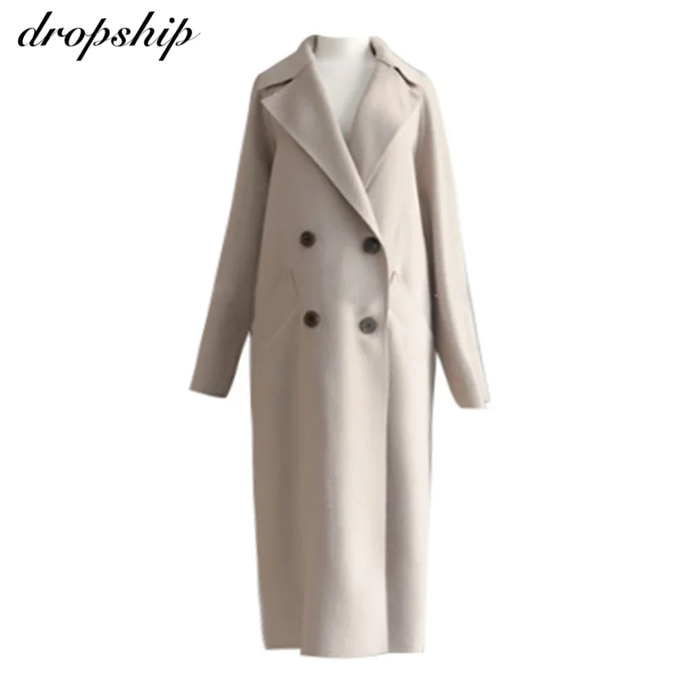 Winter Beige Elegant Wool Blend Women Korean Fashion Black Long Coats Vintage Minimalist Woolen Overcoat Camel Oversize Outwear