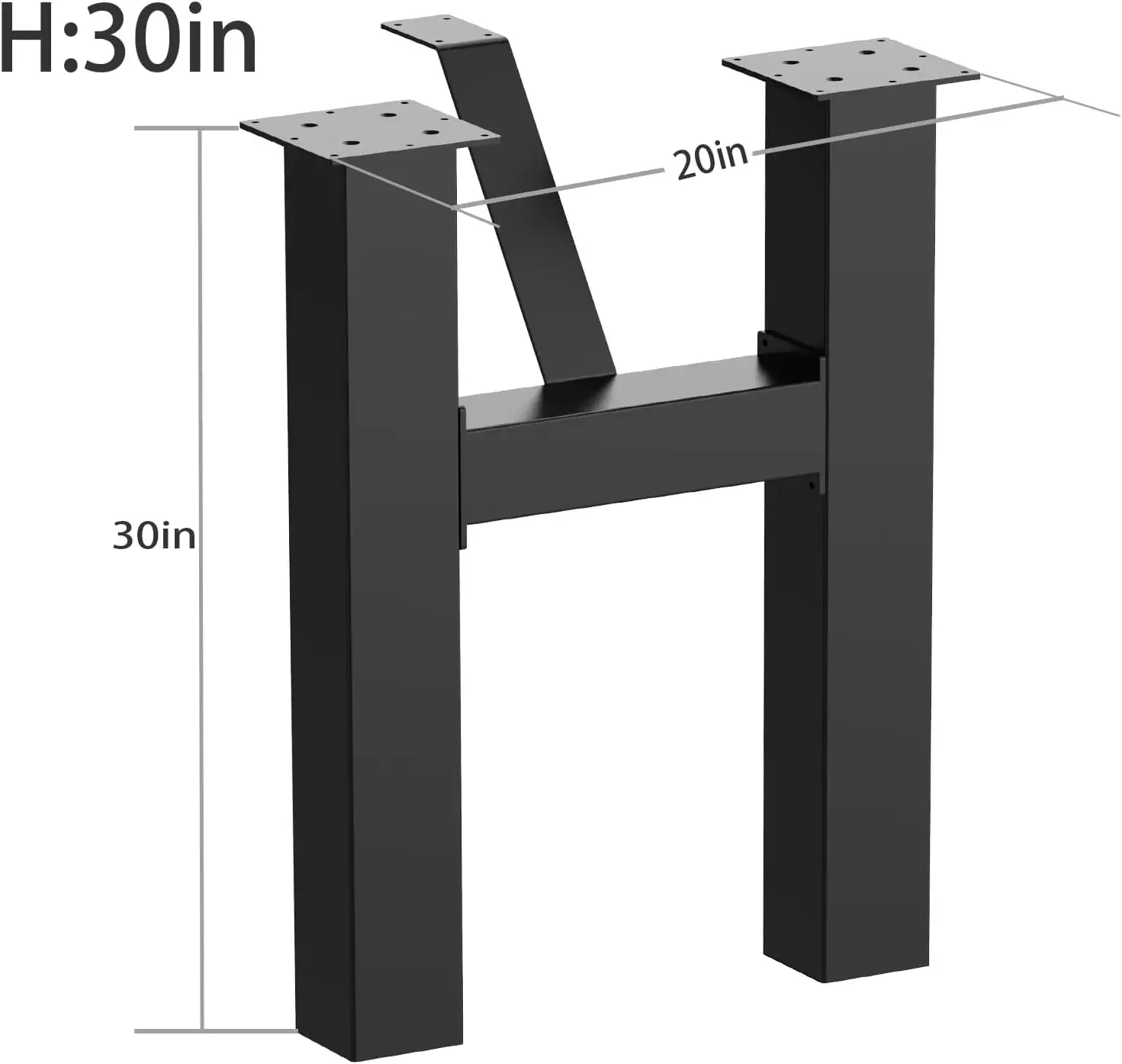 30” Black Table Legs (2PCS) H-Shape with Additiona Bracket Heavy Duty Furniture Table Bench  Mid Century Modern