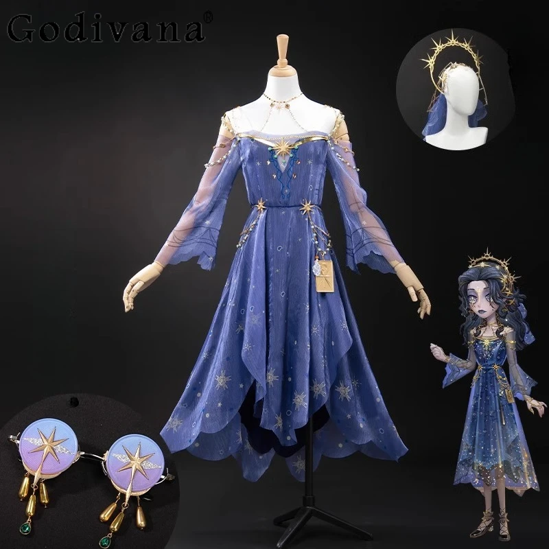 

Fashion Two Dimensional Game Dress for Women Fifth Personality Cosplay Animation Dress Female Headgear Glasses Prop Dress Set