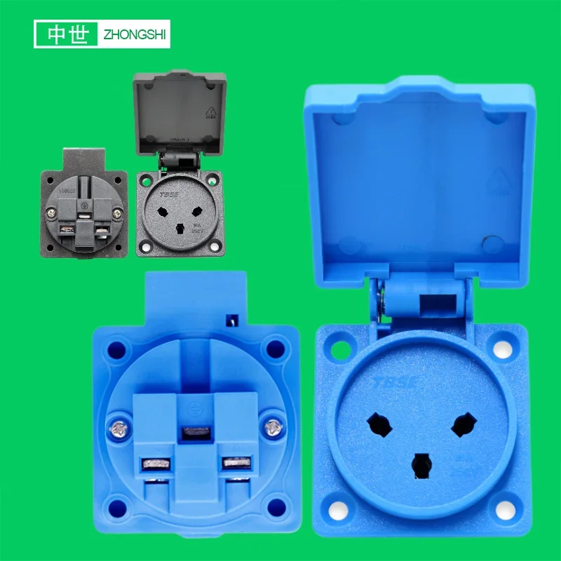 16A 250VAC Israel waterproof cover socket outlet power socket schuko socket outlet screw in receptacle for UPS