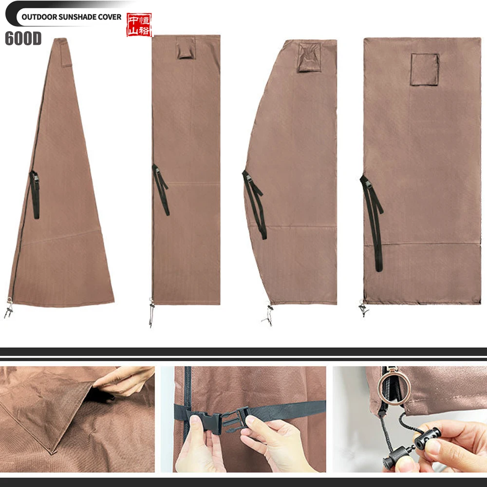 

Прочный чехол для уличного зонта из ткани Оксфорд 600D, водонепроницаемый, с защитой от УФ-излучения и пыли, для садовых зонтов-римлянок и зонтов-бананов