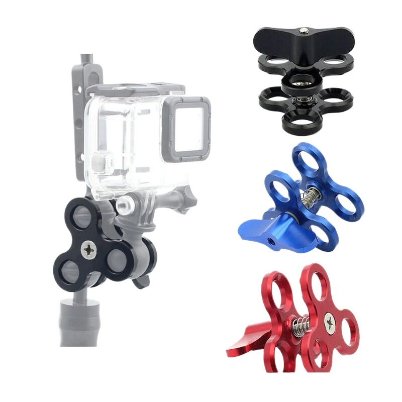 Triple Ball Clamp 3 Holes Underwater Arm Diving Bracket For Photography Torch Aluminum Diving Lights Ball Butterfly Clip Mount