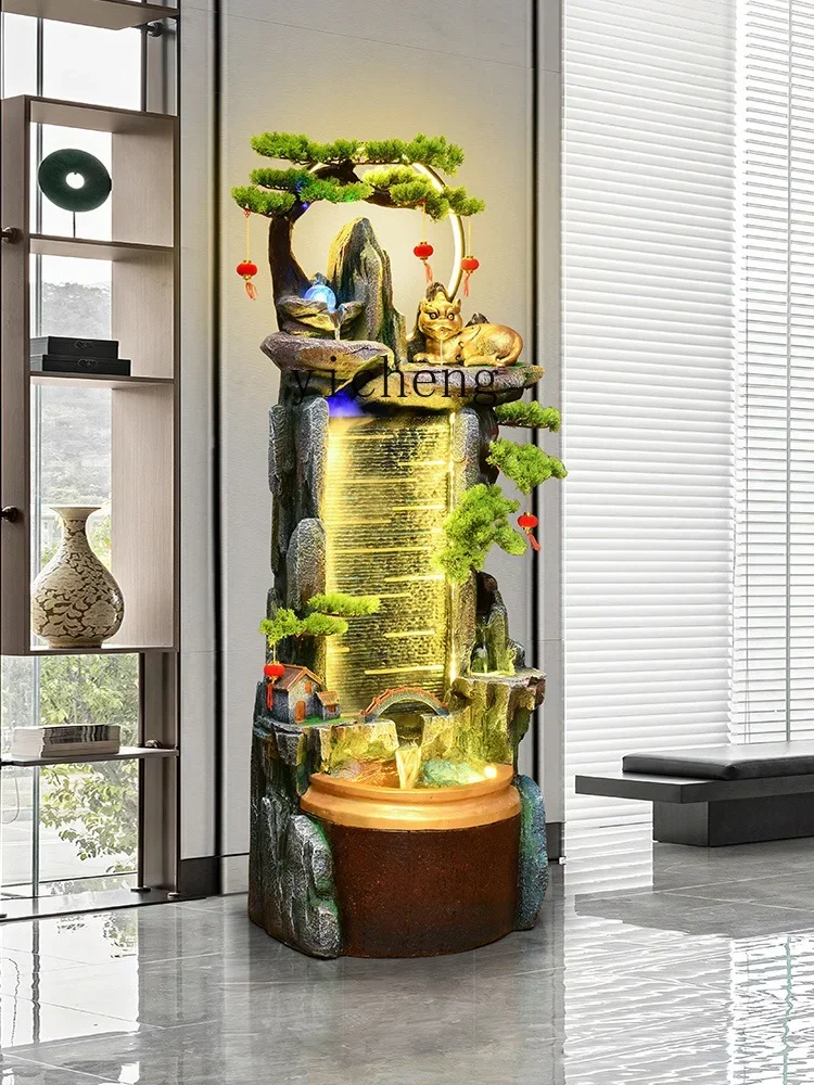 New Chinese Style Flowing Water Ornaments Floor Water Curtain Wall Fengshui Wheel Circulating Water Lucky