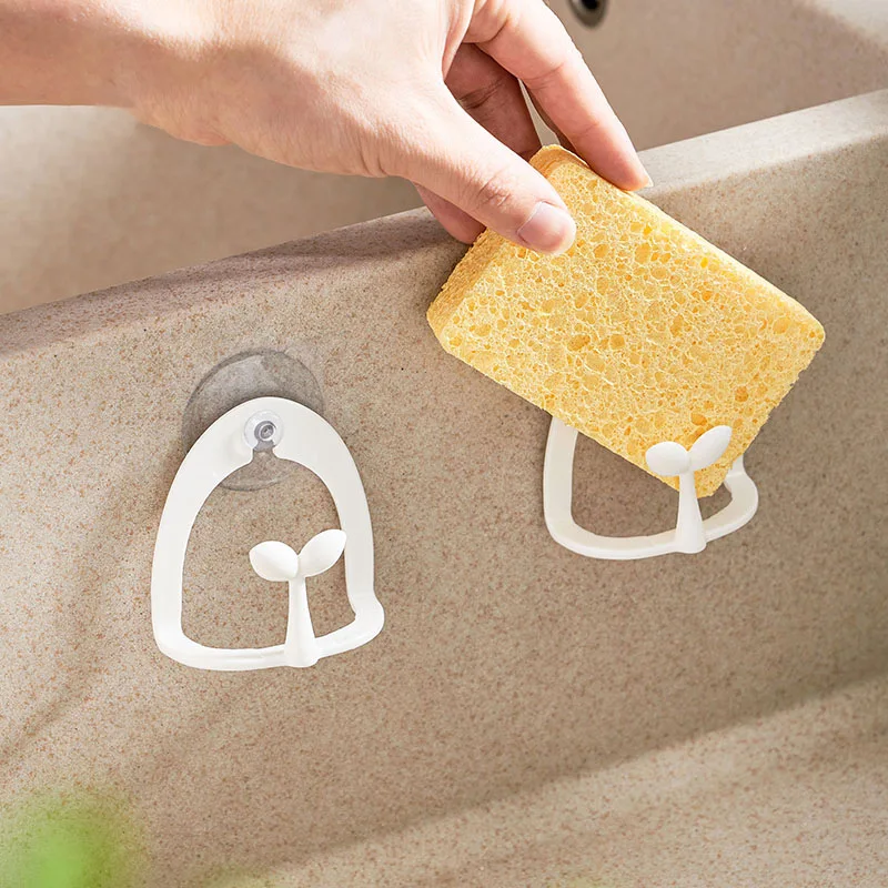 

Kitchen sponge drain rack Suction cup sink non-punching dishwashing cloth hook steel ball storage rack