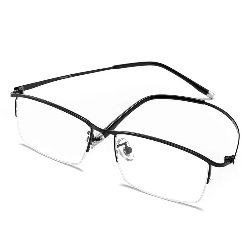 Unisex Metal Half Frame Minus Glasses Vintage Retro Men\'s Business Myopia Eyeglasses Finished Optical Near Sight Eyewear Diopter