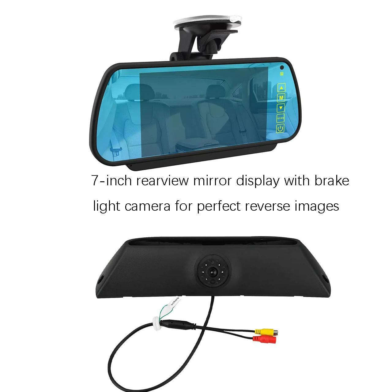 3rd  High Level Brake Light Reversing Camera with 7 inch mirror monitor with 10M Cable kit For Iveco Daily (2011-2014)