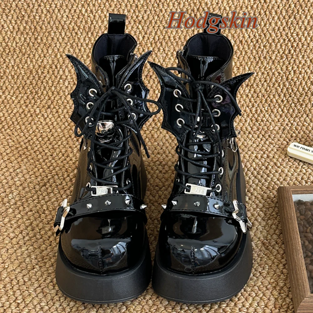 

Butterfly Knot Front Strap Solid Boots Cross Tied Chunky Heel Mid Calf Round Toe Boots Fashion Casual 2025 Newest Spring Boots