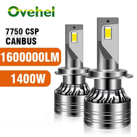 OVEHEL 2PCS LED Headlights H7 H4 1600000LM 1400W H1 9006 H11 9005 H3 Super Bright Car Lights High Low Fog Light Bulb 6000K 12V