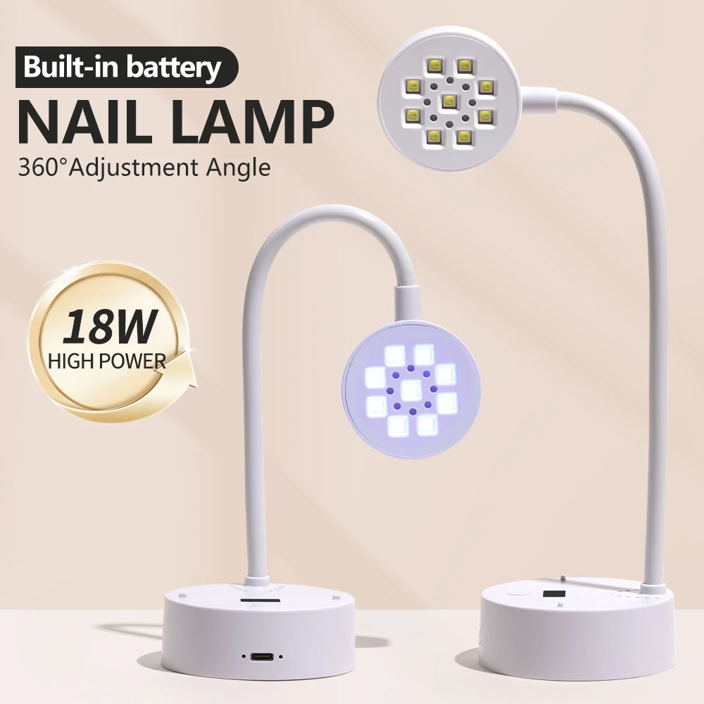 YIKOOLIN LED مجفف الأظافر الأشعة فوق البنفسجية هلام مسمار مصباح قابلة للشحن التحكم باللمس التجفيف السريع 360 °   مصباح طاولة قابل للانحناء لفن الأظافر
