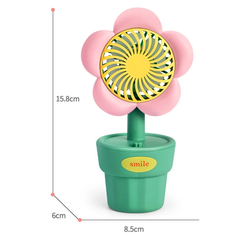 Mini Fan New Handheld Flower Shape Small Fan Portable Charging USB Cooling Appliances Adjustable Outdoor Small Fan