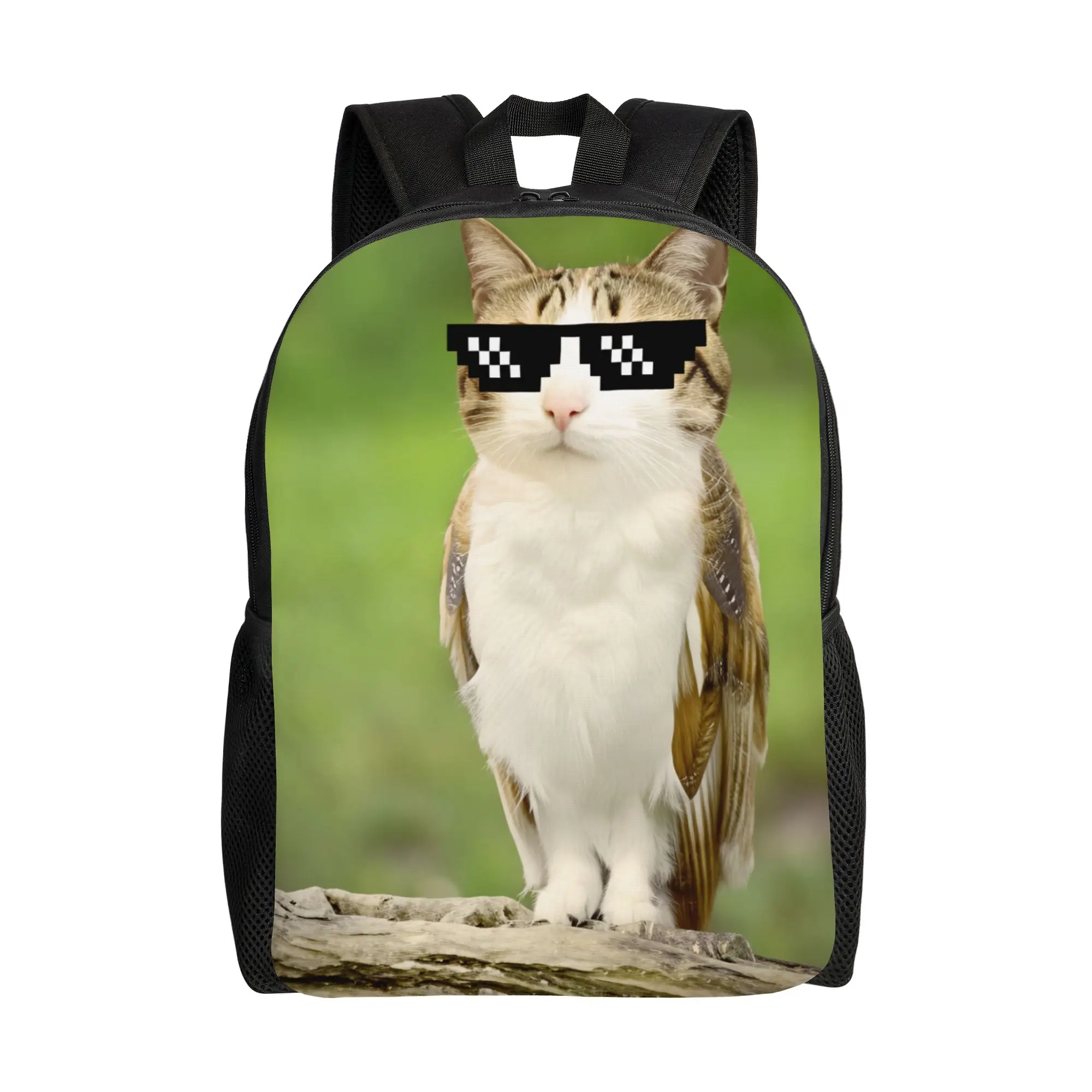 Meowl cat  Backpack  Travel Backpacks Men Cute High School Bags Custom Big Rucksack