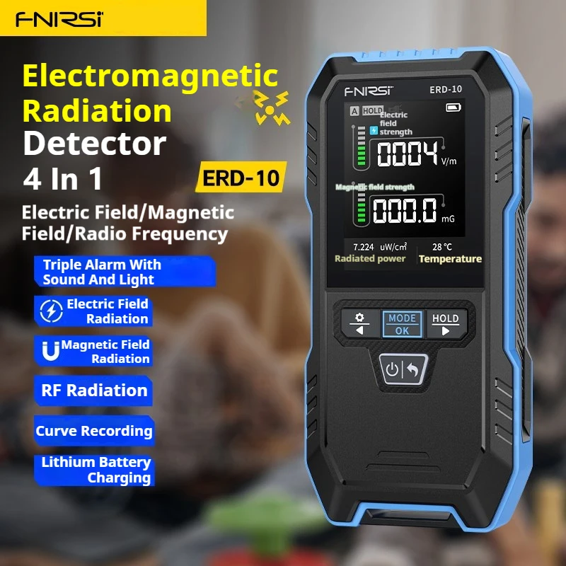 

FNIRSI ERD-10 4 in 1 Electromagnetic Radiation Detector EMF Meter Temperature Monitor for Magnetic Field Strength & RF Power