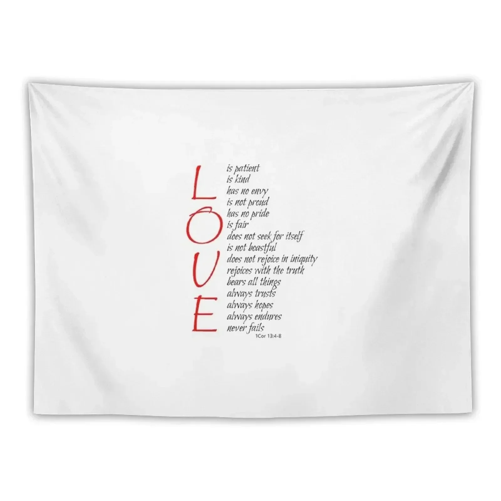 

LOVE Is 1 Cor 13:4-8 Christian Bible Verse Scripture White Tapestry Luxury Living Room Decoration Decoration Home Tapestry
