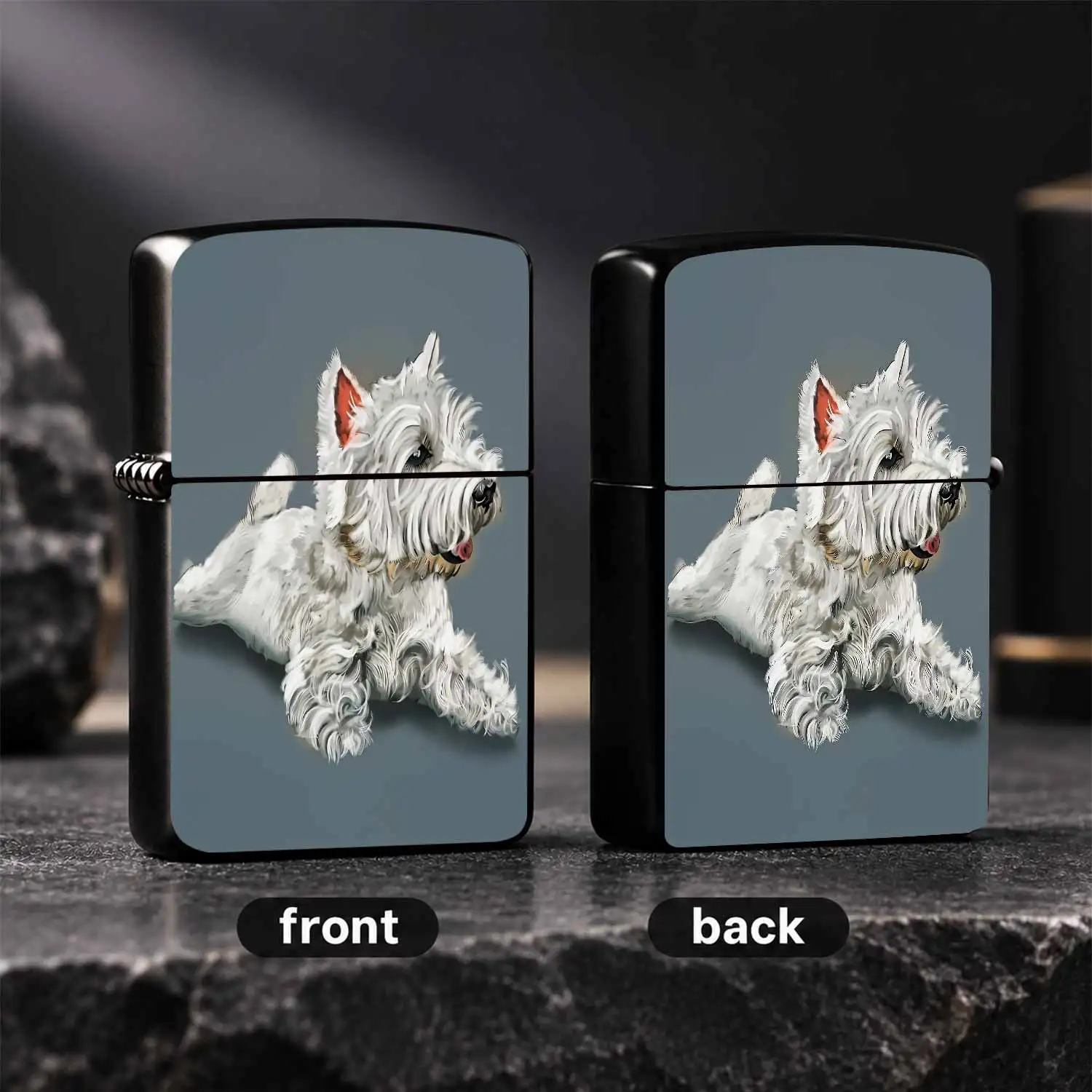 Portable Lighter With Hand Painted West Highland White Terrier Pattern, Cute Pet Art Design Stylish Accessory, Ideal For Daily Use, Outdoor Trips, Home Office, Gifting To Pet Lovers, Exquisite Unique Practical Carry Arou A Humorou And Inter