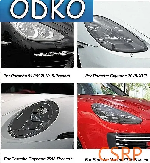 2 Pcs Car Front Light Transparent TPU Headlight Protective Film For Porsche 911 718 Cayenne Panamera Macan Taycan Accessories