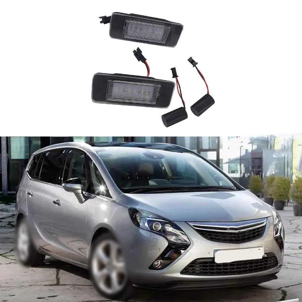 2szt. 18LED Oświetlenie tablicy rejestracyjnej dla Opel Astra J Sports Tourer J 2010-2015/ Dla Zafira Tourer C P12 2011-2016 ABS Lampy samochodowe