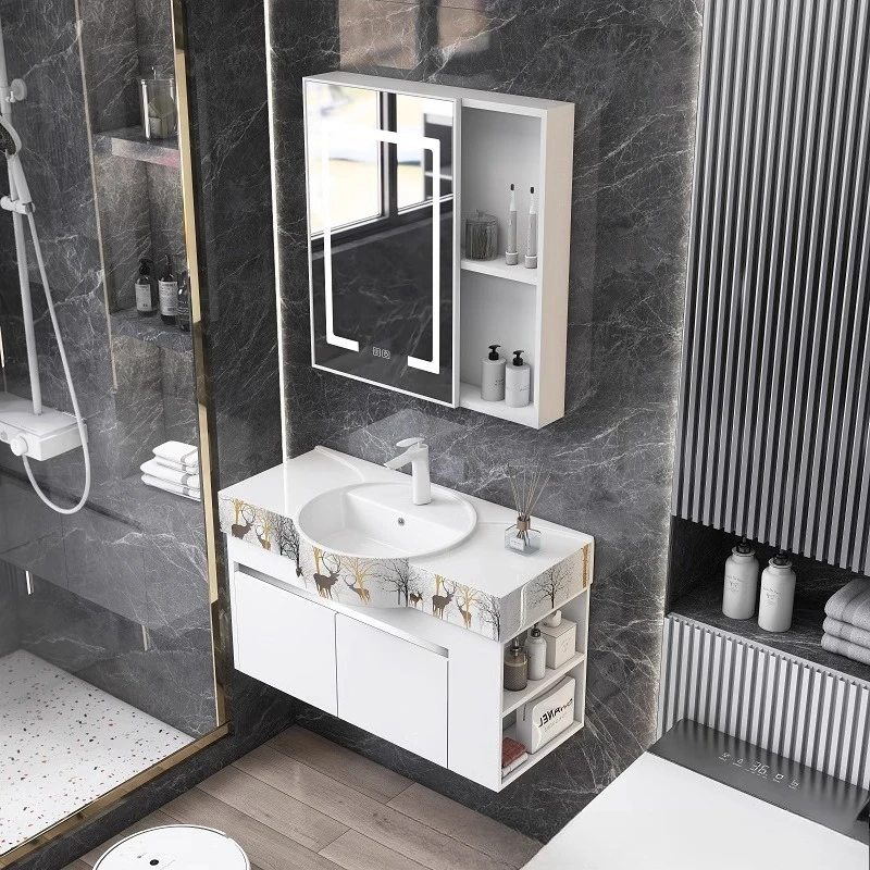 

Space Aluminum Side Storage Bathroom Cabinet Small Unit Washbasin Cabinet Combination Bathroom Washbasin Cabinet Washbasin Basin