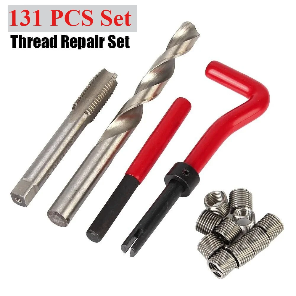 131pcs Car Repair Tools Screwdriver Bolt Driver Engine Block Restoring Damaged Threads Repair Tools Drill Bit M5-M12