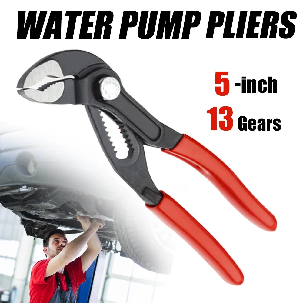 1Pc 5-IN Adjustable Water Pump Pliers, 13 Gears Carbon Steel Water Pipe Wrench for Faucet Repair/Home Maintenance, Hand Tools