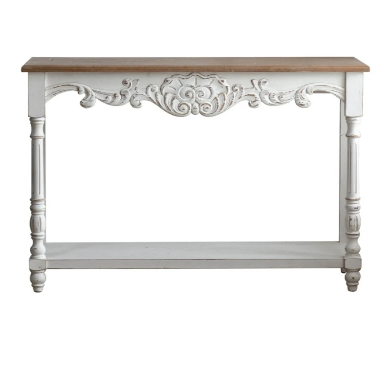 

American retro entrance table solid wood against the wall entrance foyer cabinet carved flower shop storage table nail salon