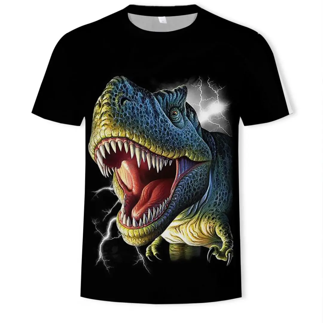 Summer Children Top Stitch Trendy cartoon animals dinosaurs Print Kids Short Sleeve T-shirt Boys' Clothing T-Shirt for Child