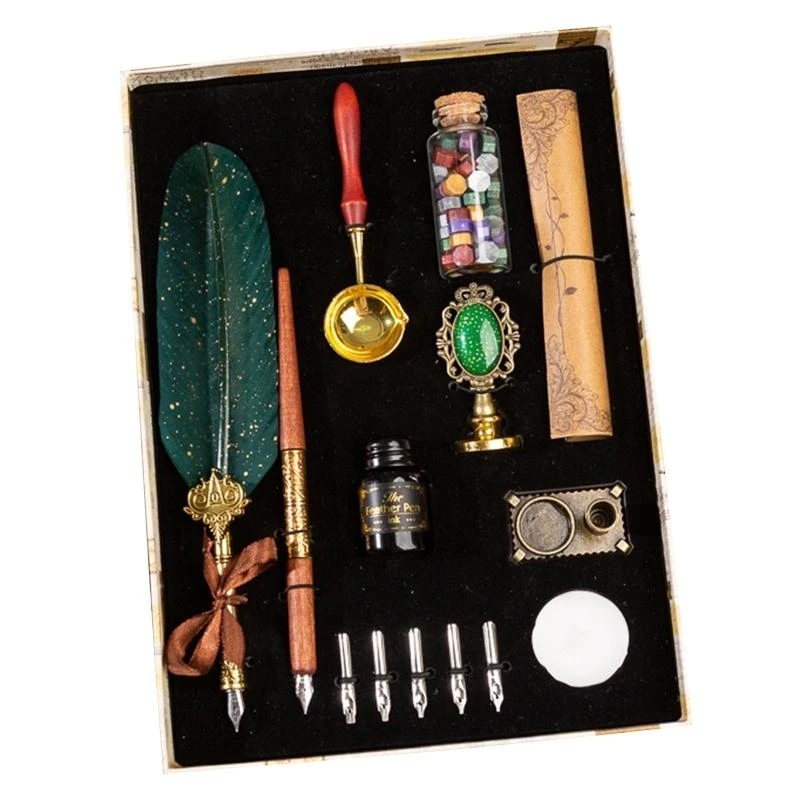 

Vintage Wooden Quill Dip Pens Gift Set Fit for Gothic Art Signatures