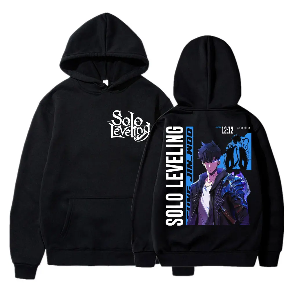 Sudaderas con capucha de Anime Solo Leveling Estatua de Dios Sung Jinwoo hombres mujeres Manga larga Manga Vintage moda Harajuku chándal de gran tamaño