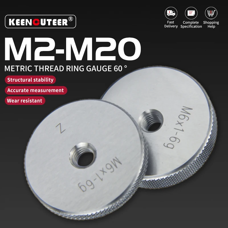 2 ピース/セット 60 度メートルねじリングゲージ 6G M2-M20 テーパーゲージ測定ツール精密工学用