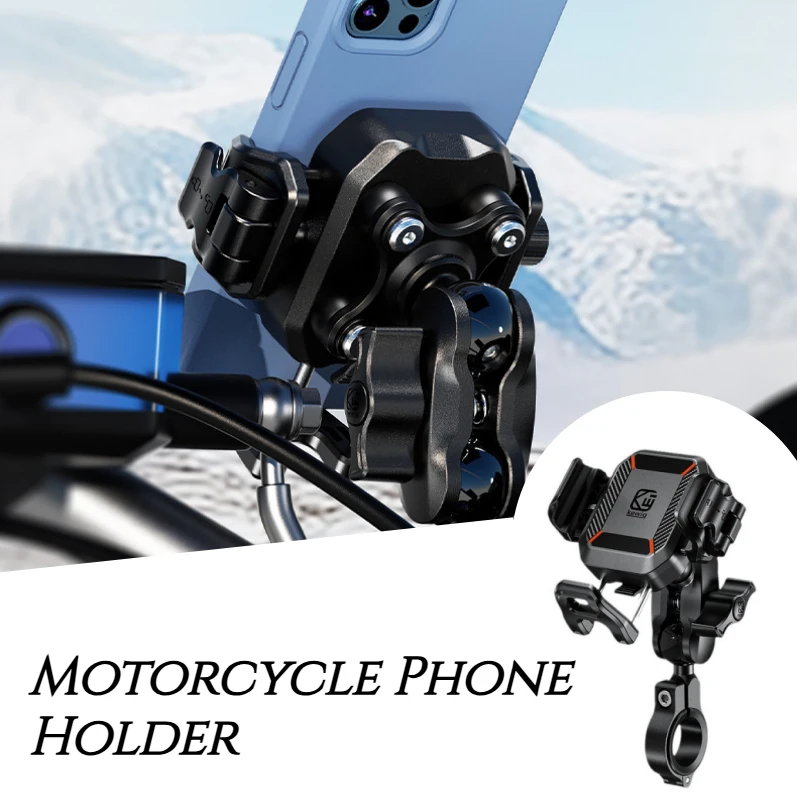 Motorbike Phone Stand Mini Anti-Shake Handlebar Phone Mount 1s Lock & Release Bicycle Scooter Navigation Holder for 5.4-7.2