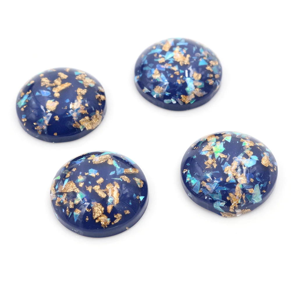 20mm 10pcs/Lot New Fashion Blue Color Built-in metal foil Flat back Resin Cabochons Cameo-V6-10