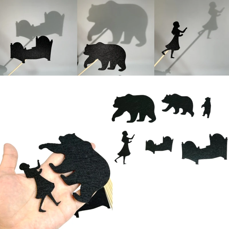 Early Childhood Shadow Play Stories Fairy Goldilocks and the Three Bears Set Bamboo Stick Silhouette Decoration Home Supplies