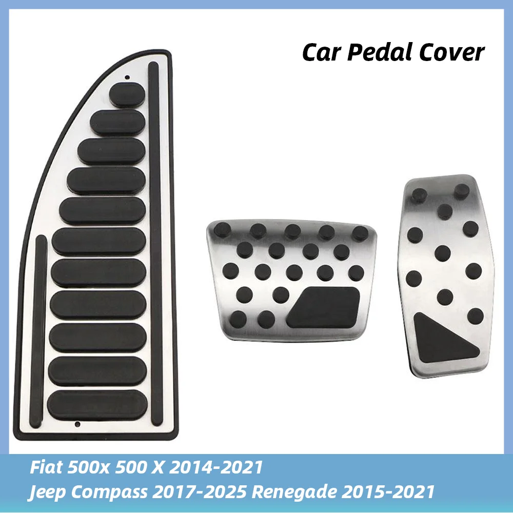 

AT Car Pedal Cover for Fiat 500x 500 X 2014-2021 for Jeep Compass 2017-2025 Renegade 2015-2021 Gas Brake Rest Foot Pedal Cover