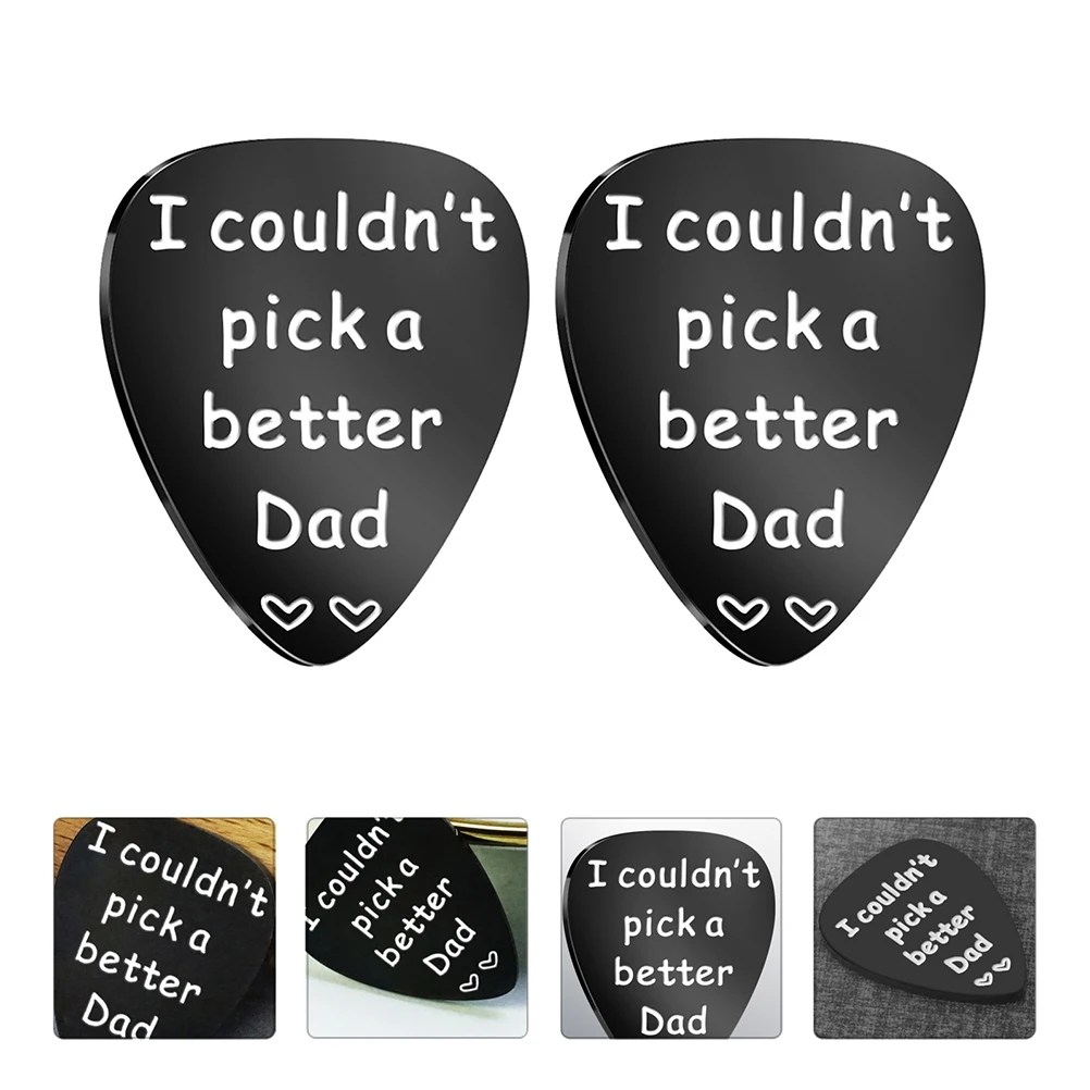

Stainless Steel Guitar Picks Durable Smooth Surface Father Day Gift English Engraving Metal Accessories Guitar Components