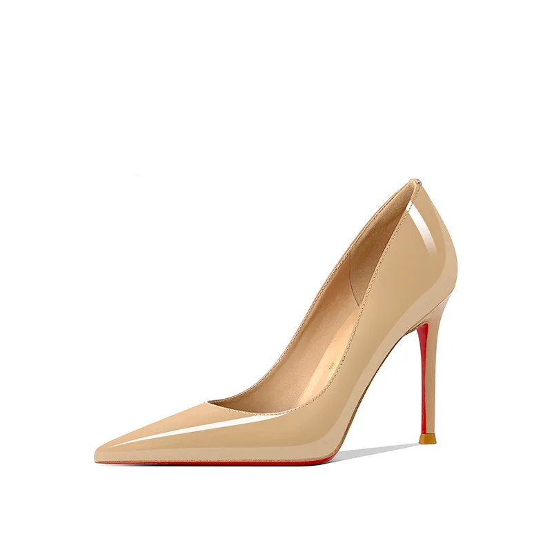 Women Patent Leather Red Soled High Heels with Fine Heels Pointed Toes Elegant Comfortable Women Shoe Outdoor Casual Fashionable view 5