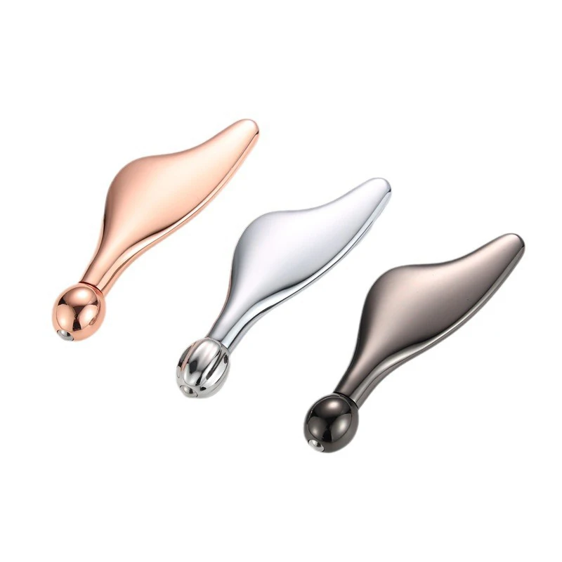 1ชิ้นไม้ครีมทาใต้ตาสำหรับนวดตาทำจากโลหะใช้นวดหน้าลูกกลิ้งทำให้หน้าเรียวขึ้นเครื่องมือดูแลความงาม