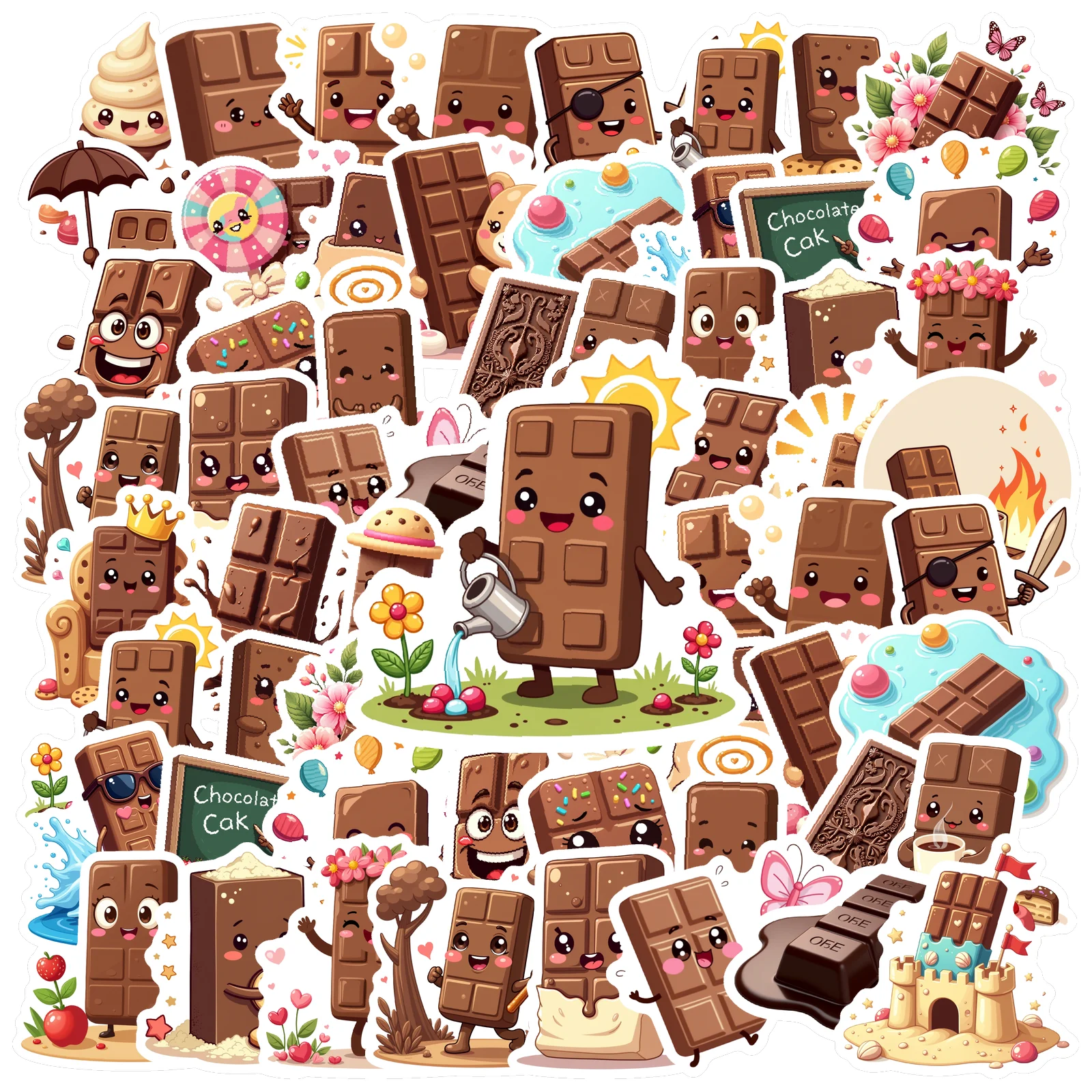 35pcs Chocolate Cookies Candy Sticker Waterproof Graffiti Computer Luggage Self Adhesive Personalized Stickers