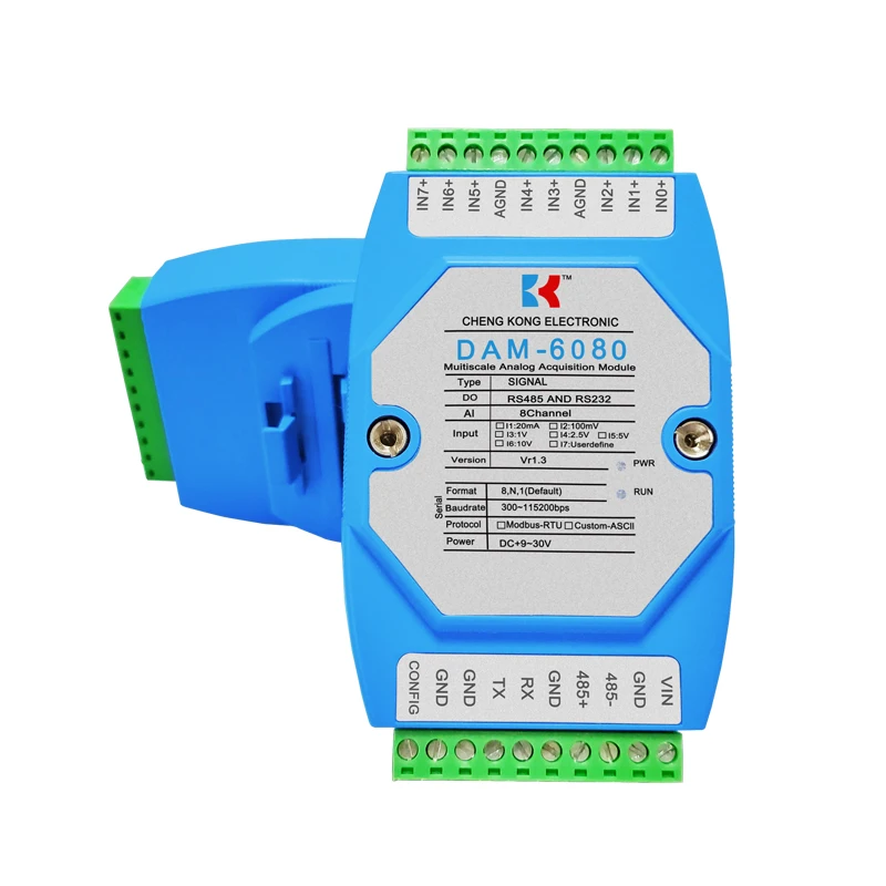 

DAM-6080 RS485 acquisition module 1/2/4/8 channels 4-20mA 0-10V to rs232 DC current analog input modbus