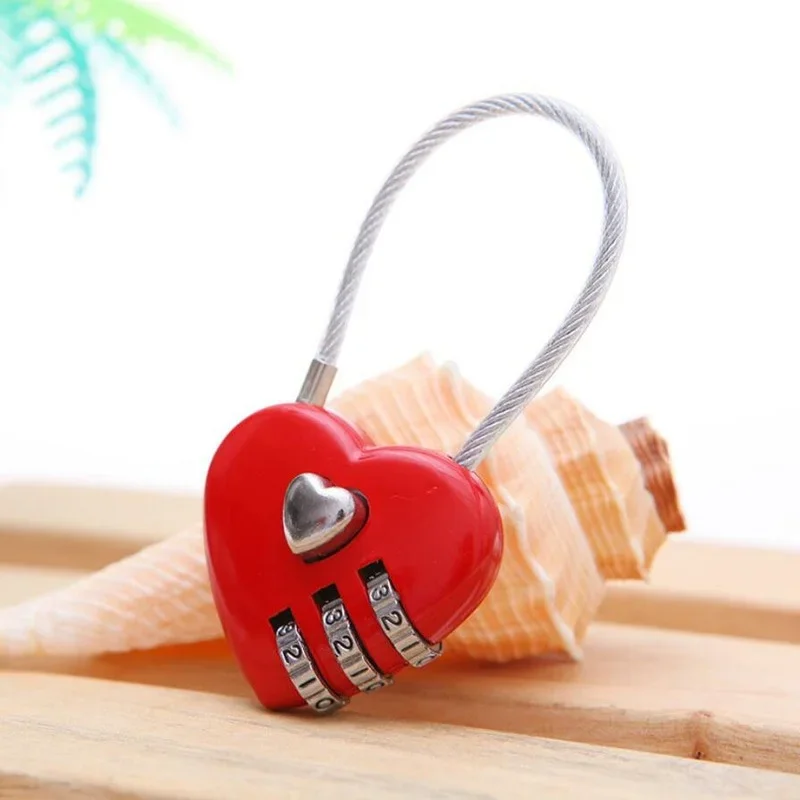 

3 Digits Password Lock Security Small Suitcase Padlock Red Color Mini Padlocks Cute Resetable Combination Padlock Locking Tools