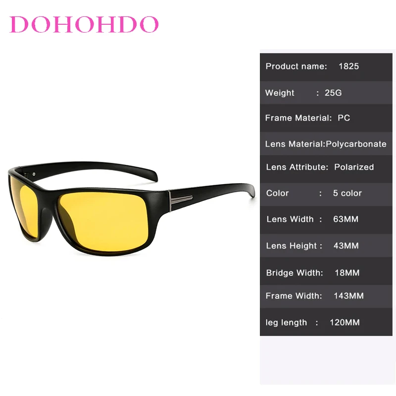 Outdoor Sports Night Vision Goggles Men Women Brand Designer Square Polarized Sunglasses Male Driving Anti-Glare Eyewear UV400