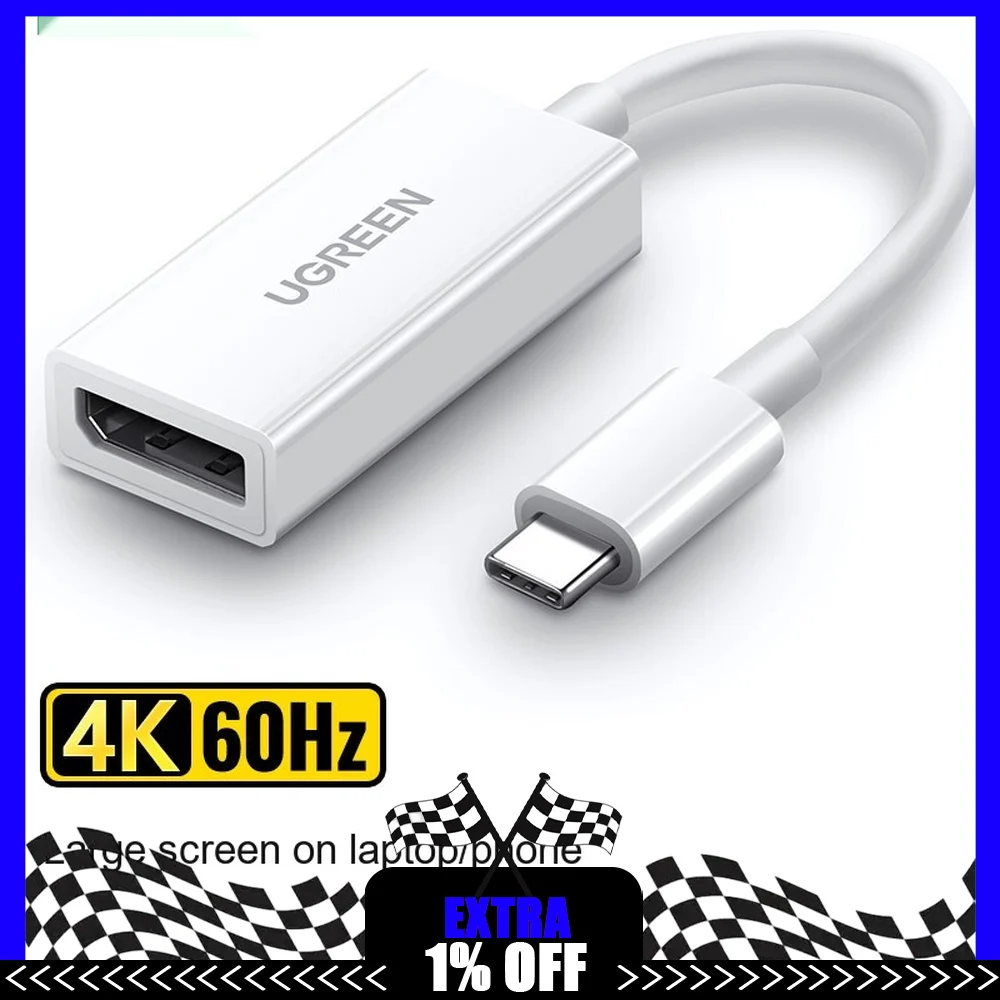 UGREEN 40372 USB C to DisplayPort Adapter 4K 60Hz Type C DP Converter for MacBook Laptop Phone Monitor Projector