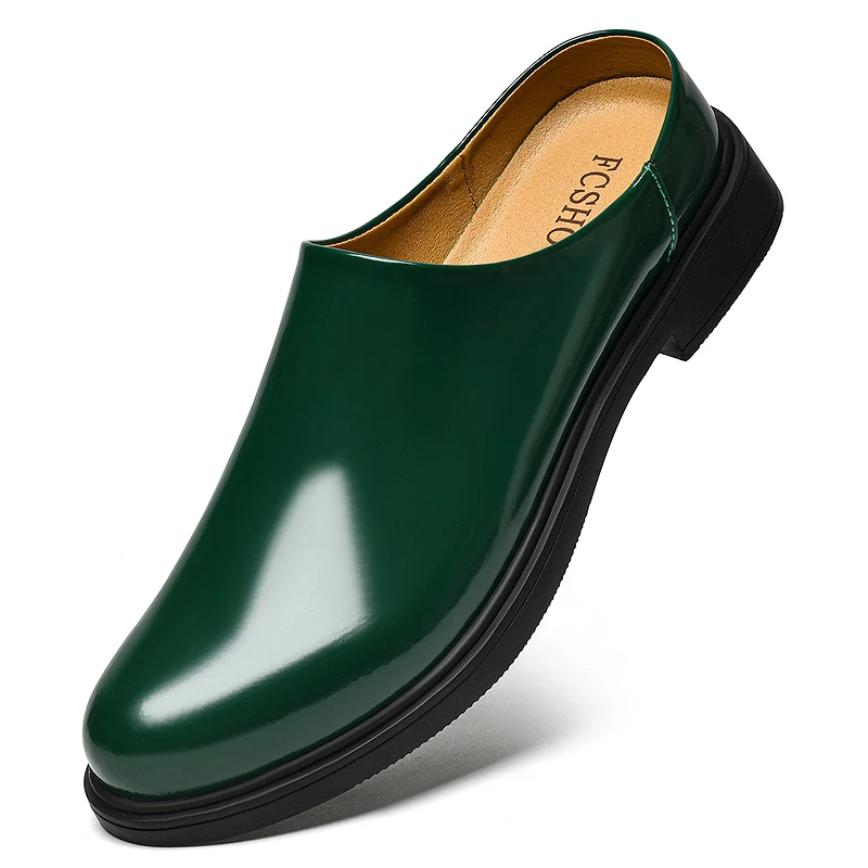 

Cow Leather Shoes Man Big Size Half Slippers High Quality Designer Formal Mules Shoes Casual Fashion Business Breathable Loafers