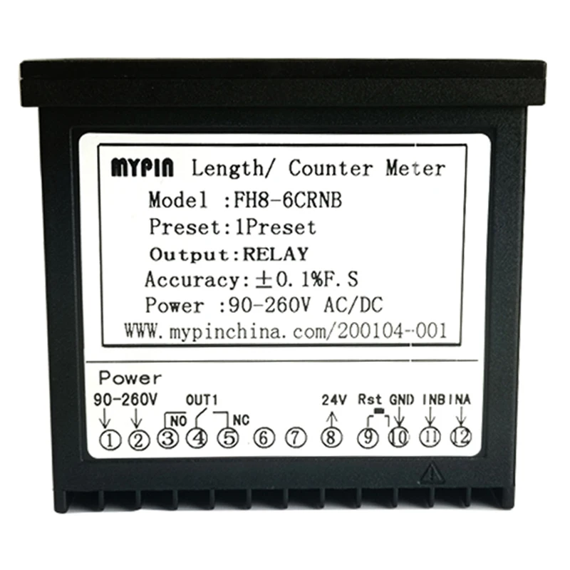 Mypin (FH8-6CRNB)MYPIN automatic control counter FH8-6CRNB relay output 90-260V AC/DC 6-bit LED display length counter