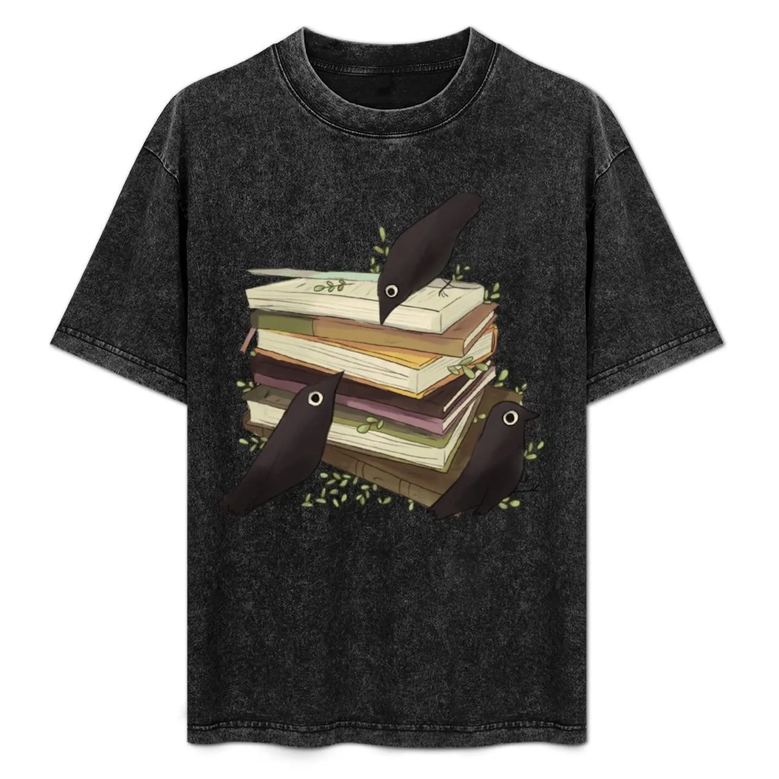 

Old Books and crows T-Shirt luxury designer cotton man t-shirts tshirts personalised vintage graphic tee cotton t shirt men