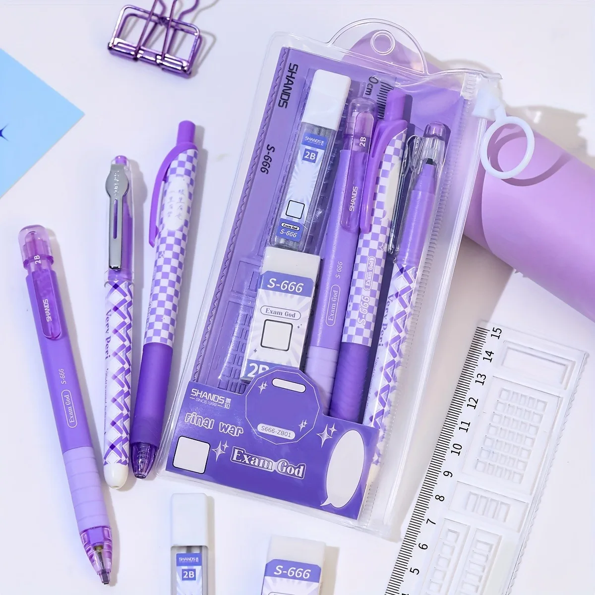 6pcs/Set Exam Gel Pen Set, Mechanical Pencil Set, Student Prize Stationery Set Holiday Gift School Supplies Office Accessories image 4