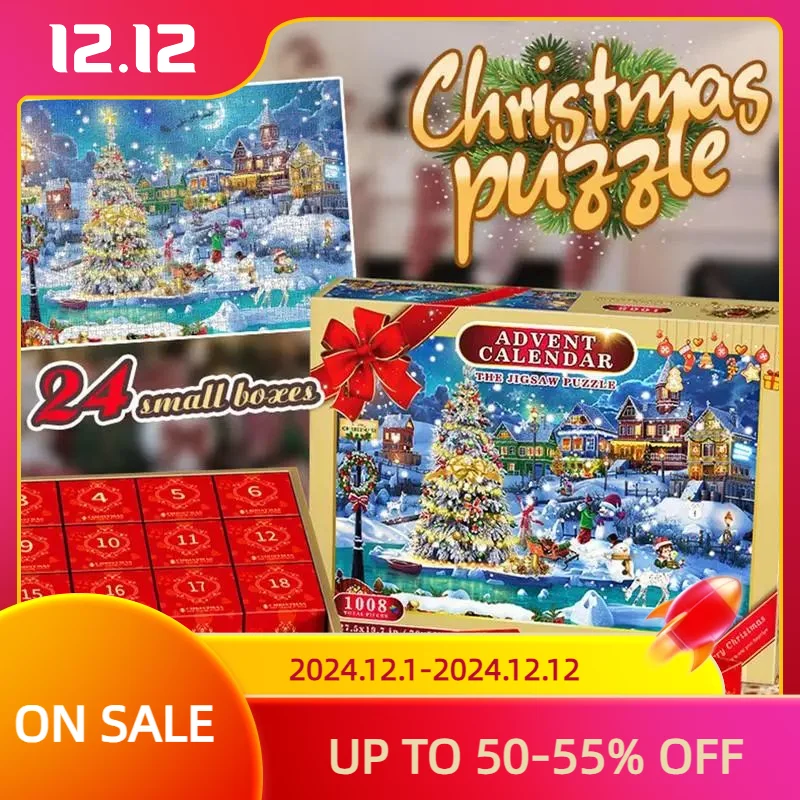 24 Days Puzzles Advent Calendar 1008pcs Jigsaw Puzzles Christmas Countdown Calendars Christmas Holiday Party Toys Gifts For Kids