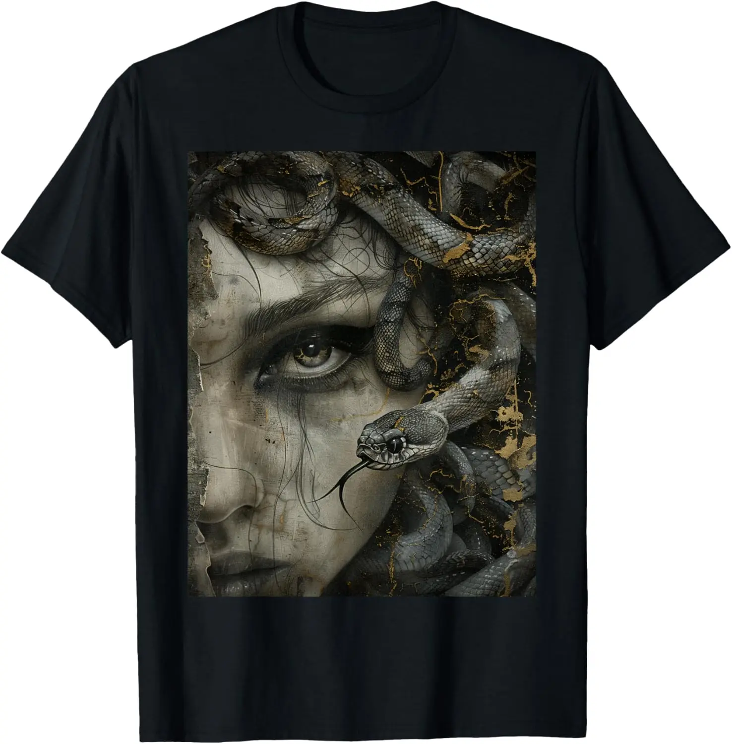 Medusa Greek Mythology Occult Scary Dark Grunge Art T-Shirt