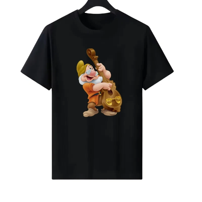 

Disney Snow White Seven Dwarfs Pattern Woman Loose Parent-child Clothing Ladies Cheap Short Sleeves T-Shirt Men Y2k Sweatshirts